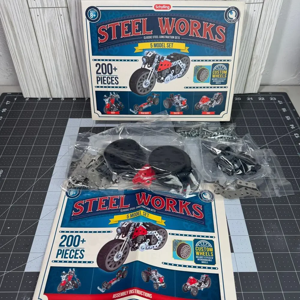 Schylling Steel Works Construction Building Kit STW5 Build 5 Model w/ Wheels NIB